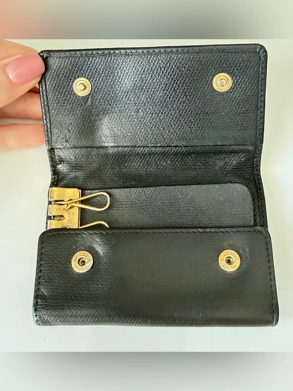 Chanel Key Holder with Gold CC Logo Snap Closure - Black 9 Series